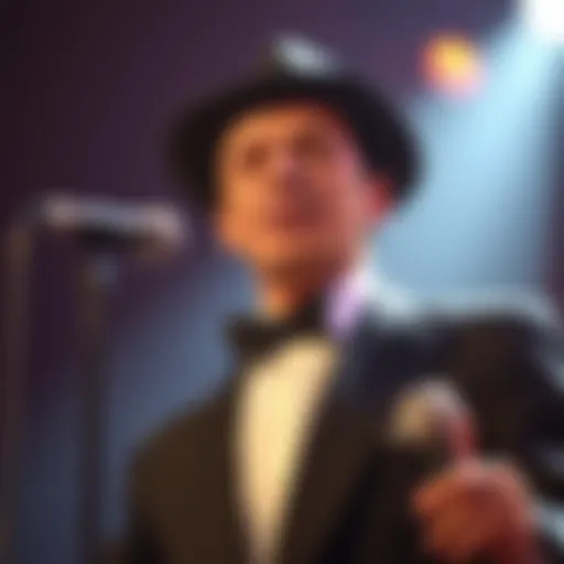 Frank Sinatra performing on stage with a spotlight