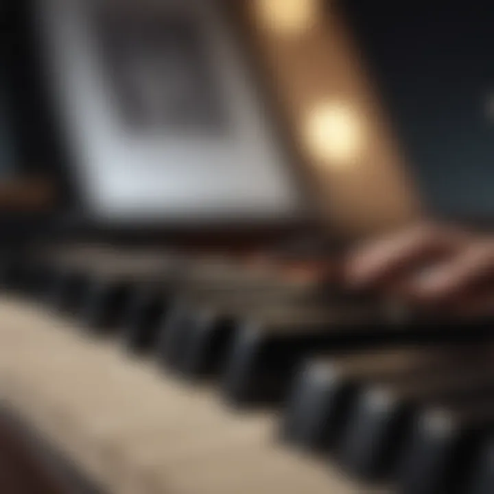 A close-up of piano keys being played