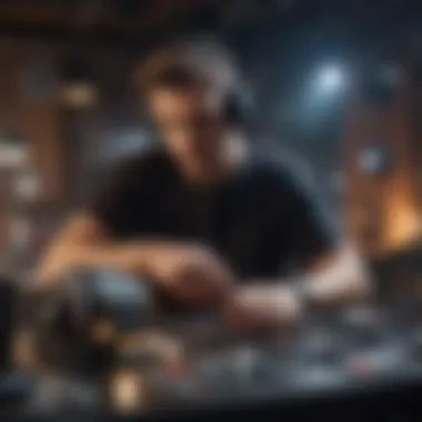 Crafting Unique Sounds with Technology DJ with advanced equipment creating a unique sound