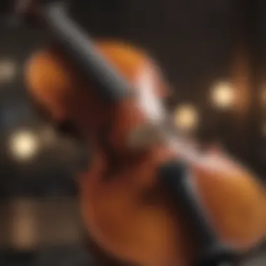 Violin Across Musical Genres An artistic representation of various musical genres with the violin at the center