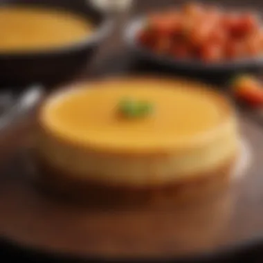 A close-up of the creamy texture of flan casero