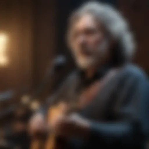 Jerry Garcia performing live in concert, showcasing his musical passion.