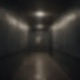 A dark corridor filled with eerie sound wave patterns