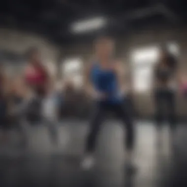 Hip Hop Fitness Class Enthusiasm A group engaging in a hip hop-inspired fitness class filled with enthusiasm.