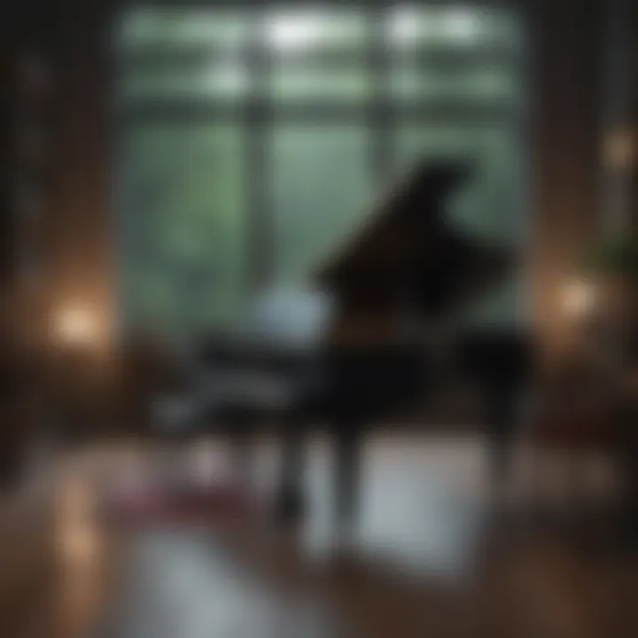 A serene setting with a piano