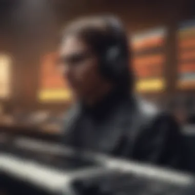 Influential Artists in Electronic Music An artistic representation of notable electronic music artists, symbolizing their influence on the genre.