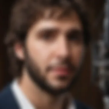 In the Studio: Capturing Groban’s Musical Essence A close-up of Josh Groban in a recording studio, emphasizing his musicality
