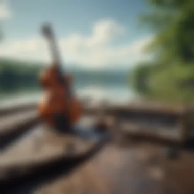 A close-up of Lake Street Dive's instruments against the backdrop of the Vermont landscape.