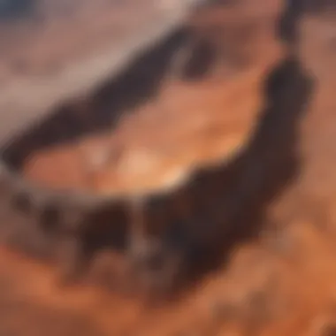 Geological Wonders of Mars Aerial view of Mars showcasing its distinct geological features