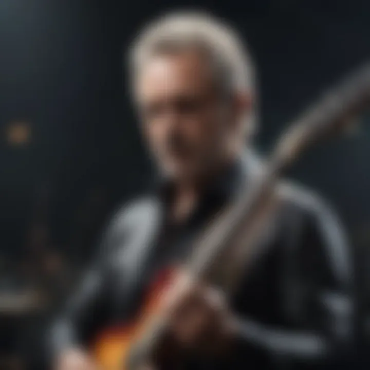 Close-up of Lindsey Buckingham on stage with guitar