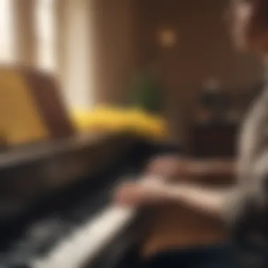 Musician practicing on a piano