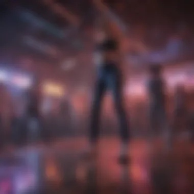 Energetic Dance Floor A vibrant hip hop club showcasing energetic dancers under neon lights