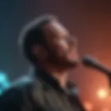 Mighty Mike performing on stage with vibrant lights