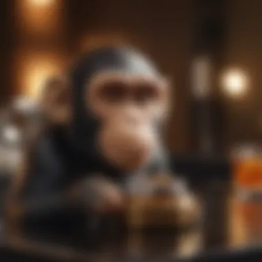 Monkey Ashtrays in Modern Collectibles Monkey ashtrays as modern collectibles displayed in an artistic setting