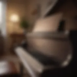 A serene piano in a softly lit room