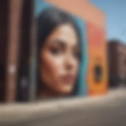 A vibrant mural depicting social justice themes in an urban setting