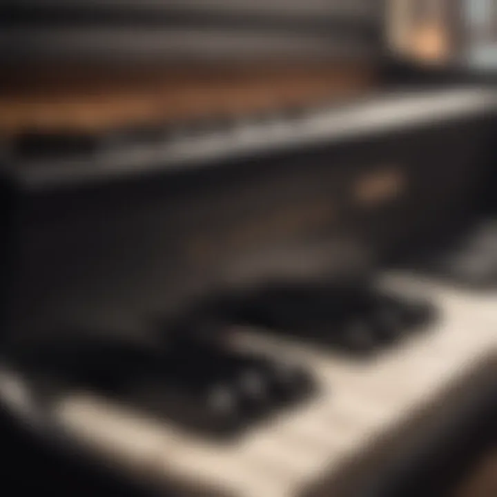 Close-up of piano keys during a performance