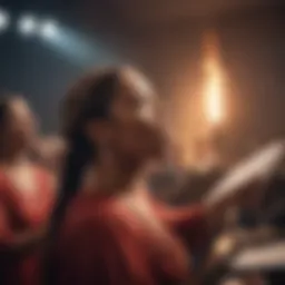 Illustration of a worship band performing during a service