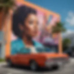 A vibrant mural representing Miami's music culture