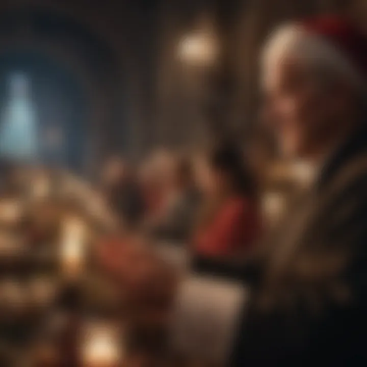 Candlelit church service during the holiday season