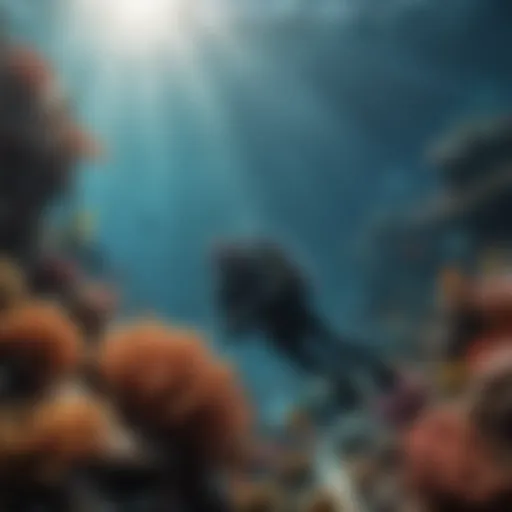 A diver exploring a vibrant coral reef.