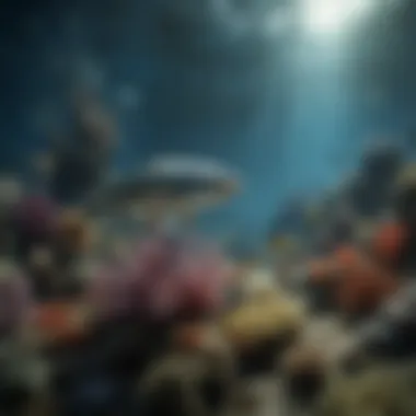 An underwater scene showcasing diverse marine species.