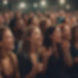 A vibrant gathering of individuals joyfully engaging in a sing along