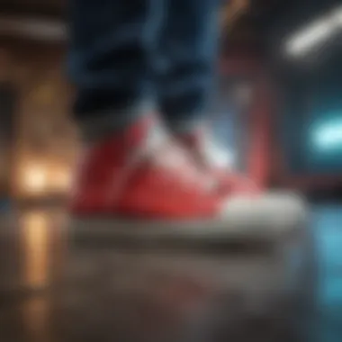 Sneakers on the Dance Floor Close-up of sneakers on the dance floor, symbolizing movement and agility.