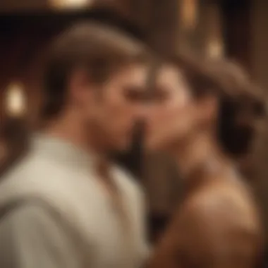 Forbidden Love Amidst Chaos A dramatic scene depicting the love story of Anakin and Padmé.