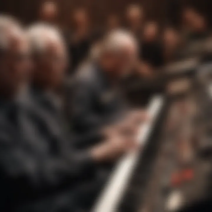 Close-up of Steely Dan musicians during a performance