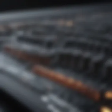The Essence of Techno Beats A close-up of sound waves representing techno beats, illustrating the essence of electronic music.