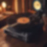 A vintage record player spinning a hip hop vinyl