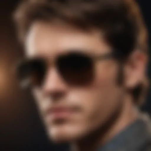 A close-up of iconic sunglasses worn by a famous rockstar, showcasing intricate design details.