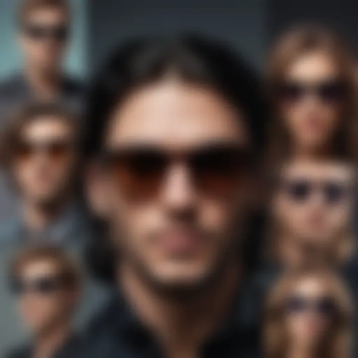 A collage of famous musicians donning signature shades, illustrating their influence on fashion.