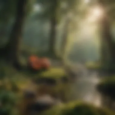 Harmony of Nature and Sound A tranquil scene depicting nature and music harmoniously intertwined