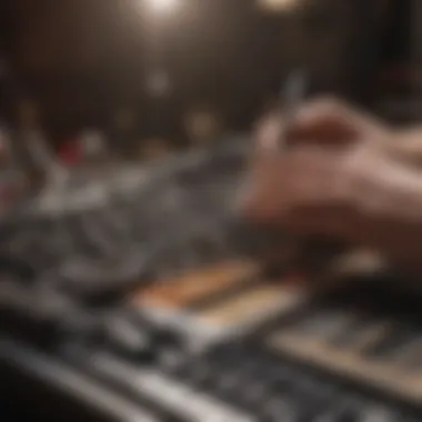 Crafting Melodies A close-up of Josh Graff composing music