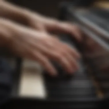 Close-up of a pianist's fingers on the keyboard