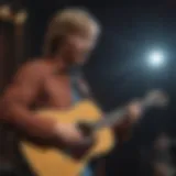 John Denver performing on stage with a guitar