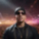 A vibrant concert scene showcasing Daddy Yankee performing 'Con Calma'.