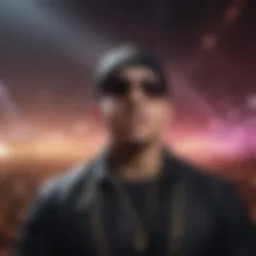 A vibrant concert scene showcasing Daddy Yankee performing 'Con Calma'.