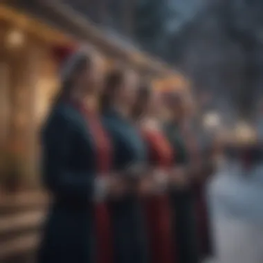 Modern Christmas Celebration with Carolers A modern Christmas celebration with carolers