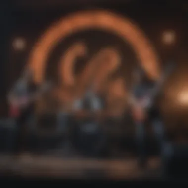 Live Performance of a Hard Rock Band in D.C. A dynamic hard rock band performing live on stage in Washington, D.C.