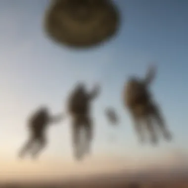 Precision Jump Training of Paratroopers Paratroopers executing a precision jump during a training exercise