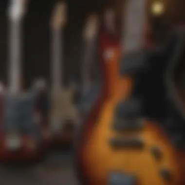 Variety of Electric Guitars for Jazz Enthusiasts A collection of electric guitars designed for jazz, showcasing variety