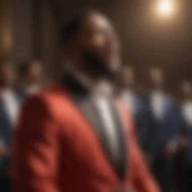 A Historic Gospel Performance Historic male gospel performer on stage with a choir