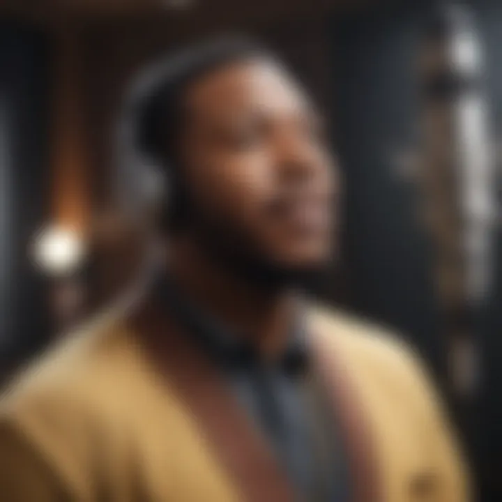 Influential male gospel artist in a recording studio