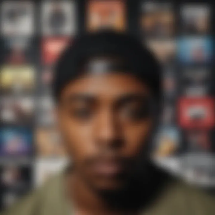 A close-up of Nas's album covers, showcasing his artistic evolution.