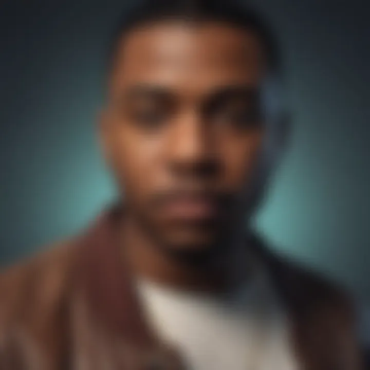 An illustration depicting the themes in Nas's lyrics, representing social commentary.