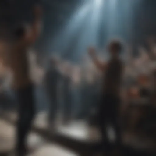 A vibrant concert of a Christian band showcasing energetic worship.