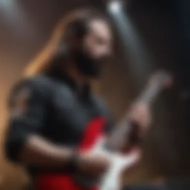 John Petrucci in Command of the Stage John Petrucci performing on stage with his guitar